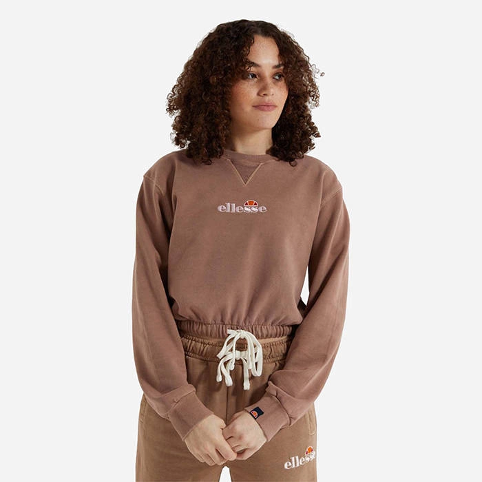 Ellesse Popsy Cropped Sweatshirt SGM14011 BROWN 1 Ellesse Popsy Cropped Sweatshirt SGM14011 BROWN