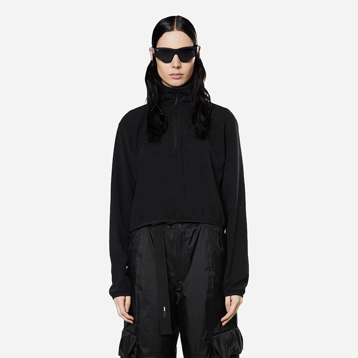 Rains Fleece Sweatshirt In Half Zip 18100 BLACK 1 Rains Fleece Sweatshirt In Half Zip 18100 BLACK